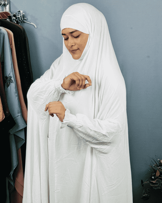 White Khimar Switch Cotton Fabric