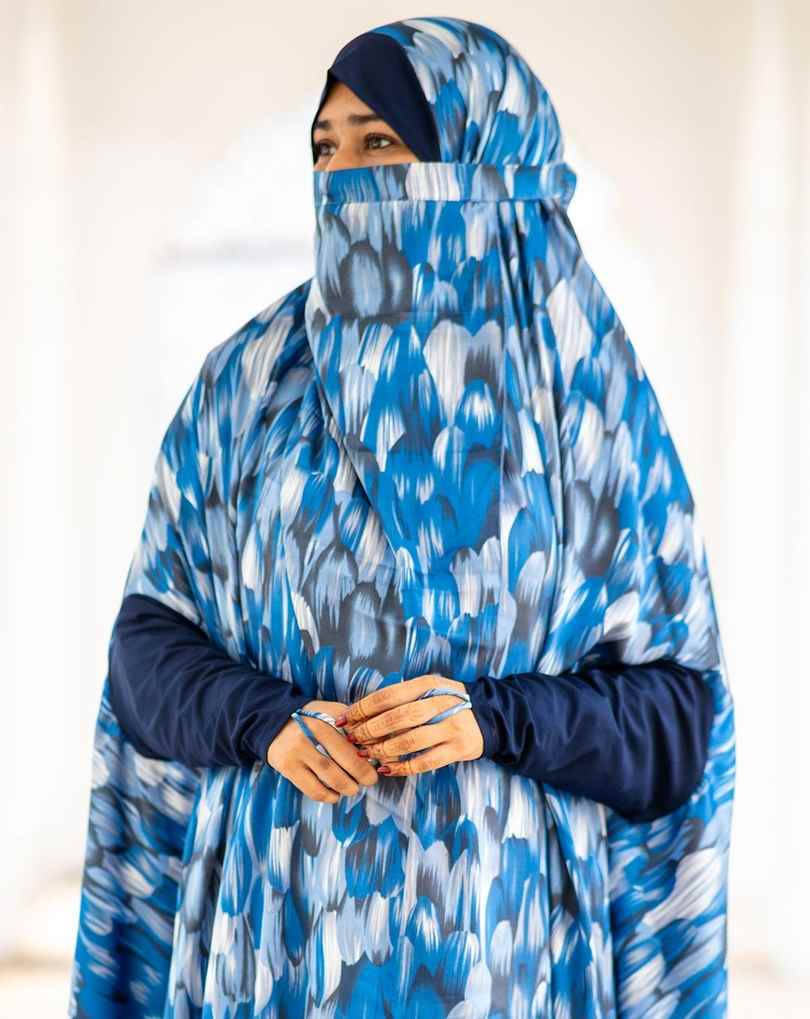 khimar Navy Blueprint Royal Silk Fabric