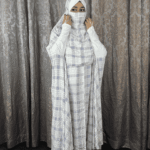 Khimar Lavender Blue Check Linen Fabrics