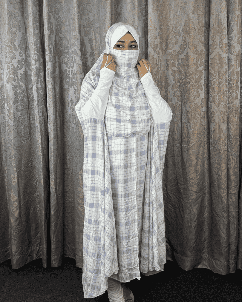 Khimar Lavender Blue Check Linen Fabrics