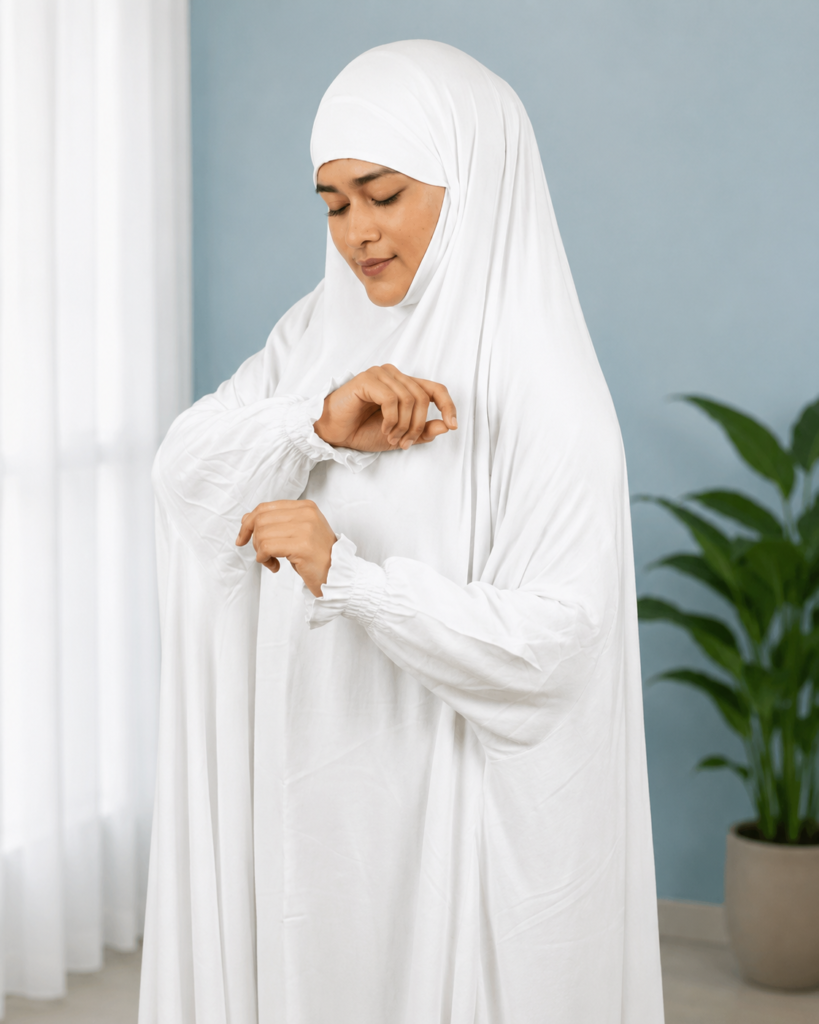 White Khimar Switch Cotton Fabric