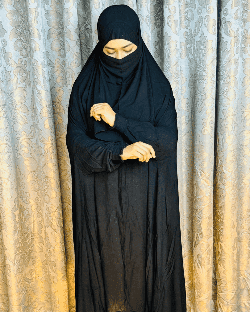 Black Khimar  Switch Cotton Fabric